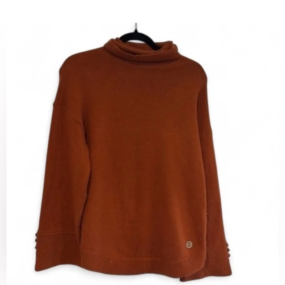 Michael Kors Burnt Orange Turtleneck Wool Alpaca Blend Knit Sweater Size S